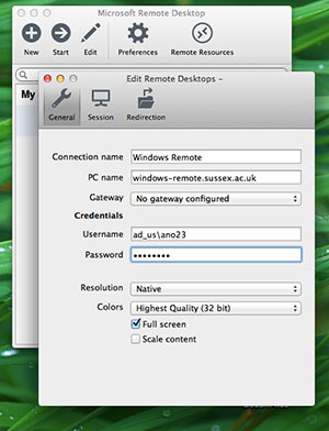 setup remote desktop for mac os x